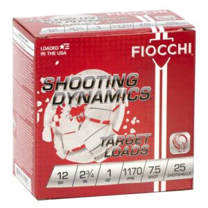 Fiocchi Shooting Dynamics 12 Gauge 2-3/4" Ammo 1oz. #7-1/2 Shot Light Target Load 25/bx - 12SD1L75