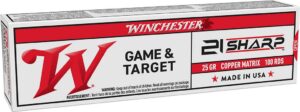 Winchester Repeating Arms Winchester Ammunition Game & Target 21 SHARP 25 Grain Copper Matrix Bullet 100 Round Box