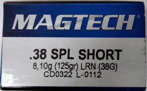 38 Special short (aka 38 short colt) Magtech 125 gr. Lead Round Nose LRN 50 rnds Brass - 38G (This is NOT! 38S&W)
