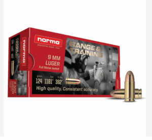 Norma Ammo Range & Training 9mm Ammo 124 Grain Full Metal Jacket - 50/bx - 620340050
