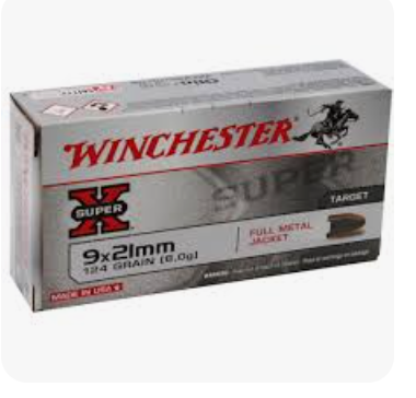 Winchester 9x21 124gr. Full Metal Jacket 50 Rounds