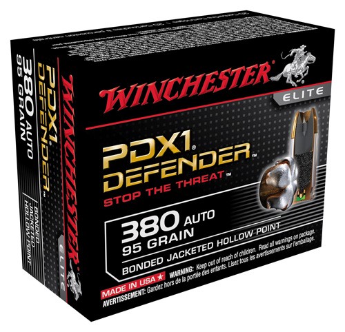 Winchester Pdx1 Defender Ammo 380 Auto 95gr Hp - 380 Acp 95gr Bonded Jacketed Hollow Point 20/Box S380PDB