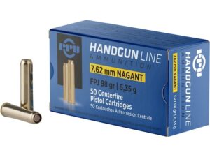 PPU 7.62mm Russian Nagant (7.62x38mm) Ammo 98 Grain Full Metal Jacket Box of 50 - H762N