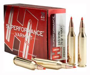 Hornady Superformance Varmint, .243 Winchester, V-MAX, 75 Grain, 20 Rounds 83433