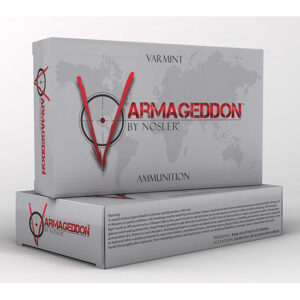 Box of Nosler Varmageddon .17 Remington 20gr Flat Base Hollow Point ammunition (20 rounds)
