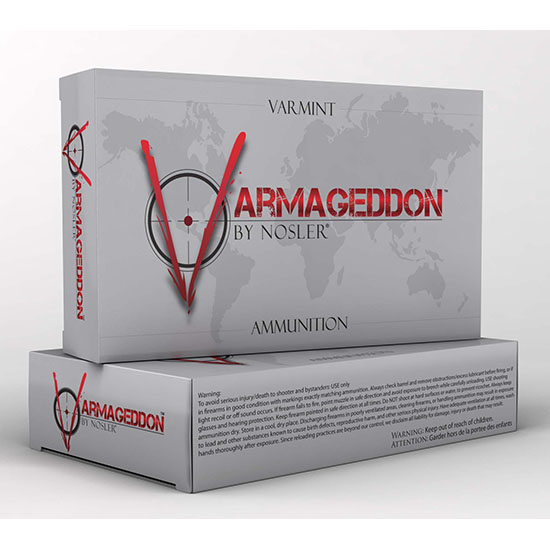 Box of Nosler Varmageddon .17 Remington 20gr Flat Base Hollow Point ammunition (20 rounds)