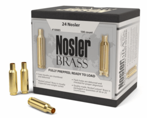 Nosler 10085 Premium Brass Unprimed Cases 24 Nosler Rifle Brass / 100 Per Box