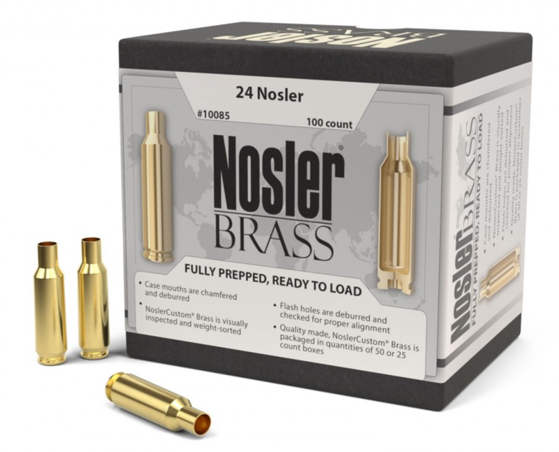 Nosler 10085 Premium Brass Unprimed Cases 24 Nosler Rifle Brass / 100 Per Box