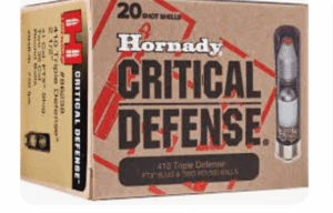 Hornady Critical Defense 410 Gauge Ammo 2-1/2 Inch 41 Caliber FTX Slug and Two 35 Caliber Round Balls 20/bx - 8623
