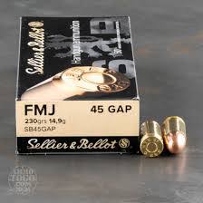Sellier & Bellot 45 GAP Ammunition 230 Grain Full Metal Jacket SB45GAP 50 Rounds