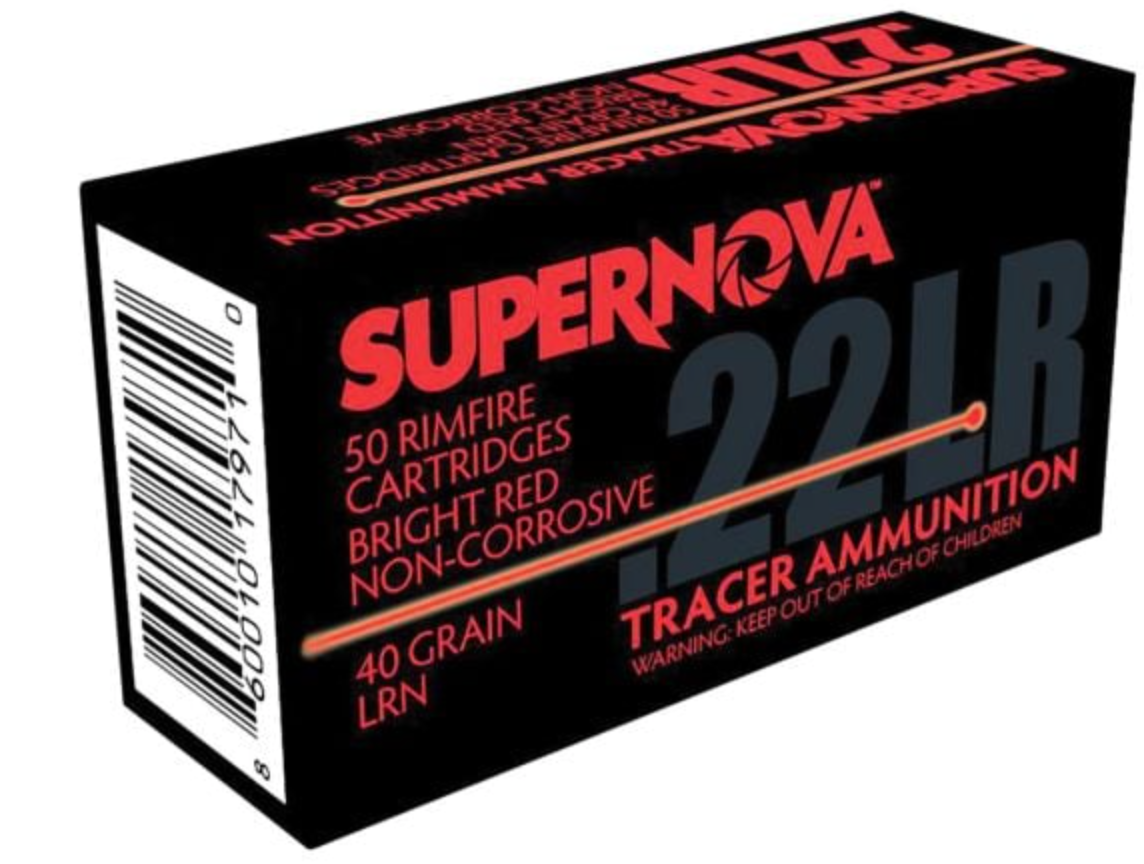 Supernova Red Tracer 22 Long Rifle Ammo 40 Grain Lead Round Nose 50/bx – PMSN22LRR
