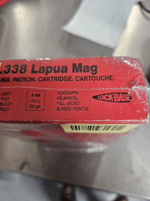 Lapua 338 lapua mag 250gr fmj lock base