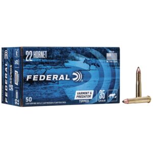 Federal Varmint & Predator 22 Hornet Ammo 35 Grain Tipped Varmint 50/bx - AE22H35TVP