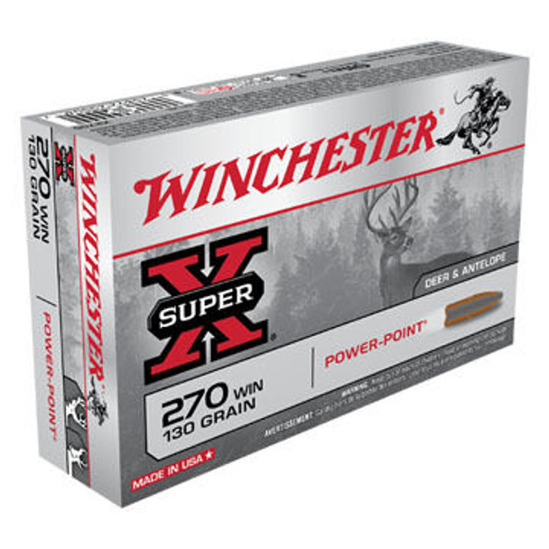 Winchester Power Point 270 Winchester Ammo 130 Grain Jacketed Soft Point Box of 20 - X2705
