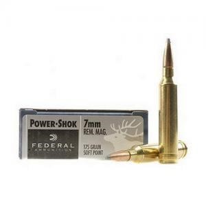 Federal Premium Power-Shok 7mm Magnum 175 Grain Jacketed Soft Point Centerfire Rifle Ammunition 20/bx - 7RB