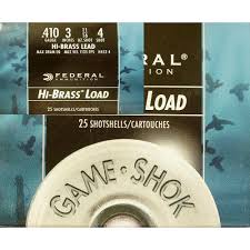 Federal Ammo Game-Shok 410 Gauge Ammo 3” 11/16oz #4 Lead Shot High Brass - H413 4