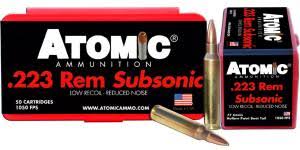 Atomic Subsonic 223 Remington Ammo 77 Grain Jacketed Hollow Point Box of 50 - 429