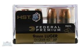 Federal Personal Defense 9mm Ammo 124 Grain HST Jacketed Hollow Point 20/bx - P9HST1S