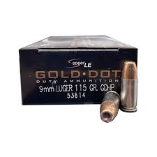 Speer Gold Dot LE Duty 9mm Ammo 115 Grain Jacketed Hollow Point 50/bx - 53614