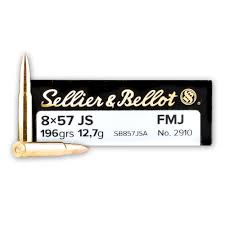 Sellier & Bellot 8x57mm JS Mauser Ammo 196 Grain Full Metal Jacket 20/bx - SB857JSA