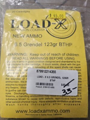 Load-x 6.5 GRENDEL 123GR Boat Tail Hollow Point