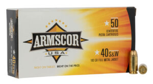 Armscor USA 40 S&W Ammo 180 Grain Full Metal Jacket 50/bx - FAC40-2N