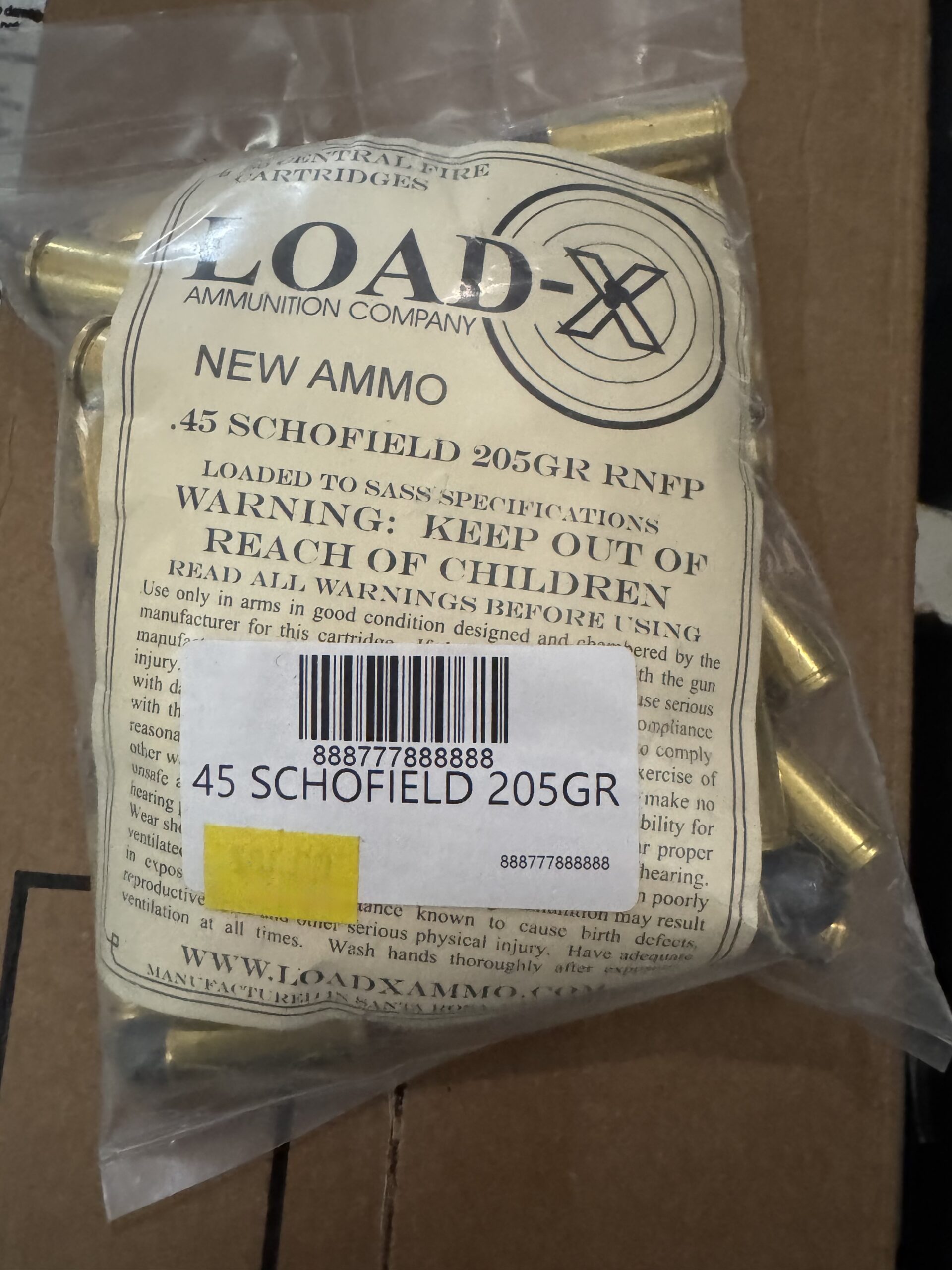 Load-x 45 SCHOFIELD 205gr Round Nose Flat Point
