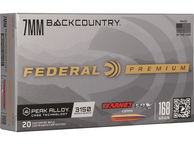 Federal Premium 7mm Backcountry Ammo 168 Grain Peak Alloy Steel Case 20/bx - P7BCLRX1