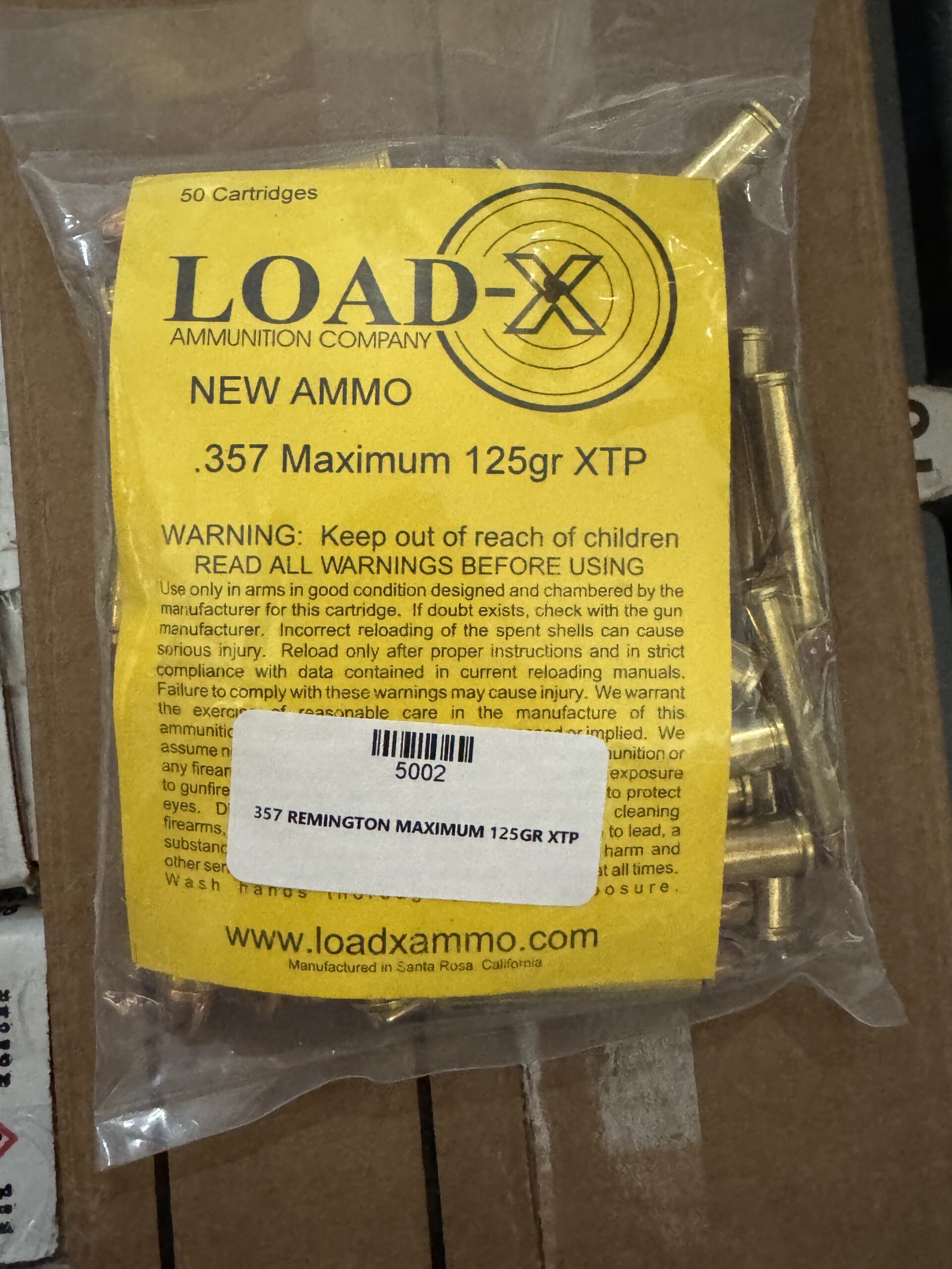 Load-x 357 REMINGTON MAXIMUM 125GR Hornady XTP Hollow Point