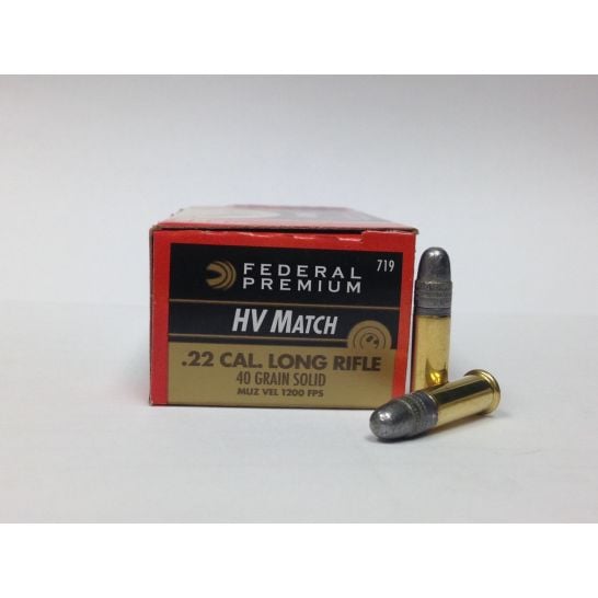 Federal Premium Gold Medal HV Match Rimfire .22 Long Rifle 40 Grain Lead Round Nose Rimfire Ammunition 50/bx - 719