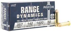 Fiocchi Range Dynamics 357 Magnum Ammo 142 Grain Full Metal Jacket Truncated Cone 50/bx - 357F