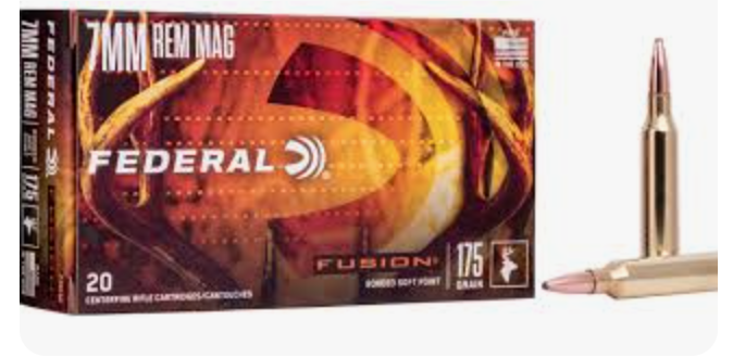 Federal Fusion 7mm Rem Mag Ammunition Bonded SP 175 Grain 20 Rounds - F7RFS2