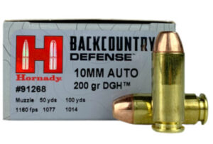 Hornady Backcountry Defense 10mm Auto Ammo 200 Grain DGH Protected Jacketed Hollow Point Box of 20 - 91268