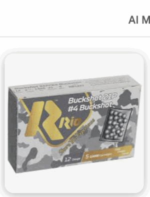 Rio Royal 12 Gauge Ammo 2-3/4" 21 Pellet #4 Buckshot 5/bx - RB1221