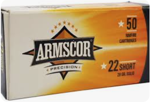 Armscor Precision 22-SHORT 29 Grain High-Velocity For Short (1080 fps) Copper-Plated Solid Point - 50 Rounds - 50415