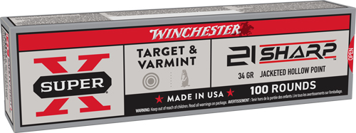 Winchester Super-X Target & Varmint 21 Sharp 34 Grain JHP 100 Rounds X21JHP