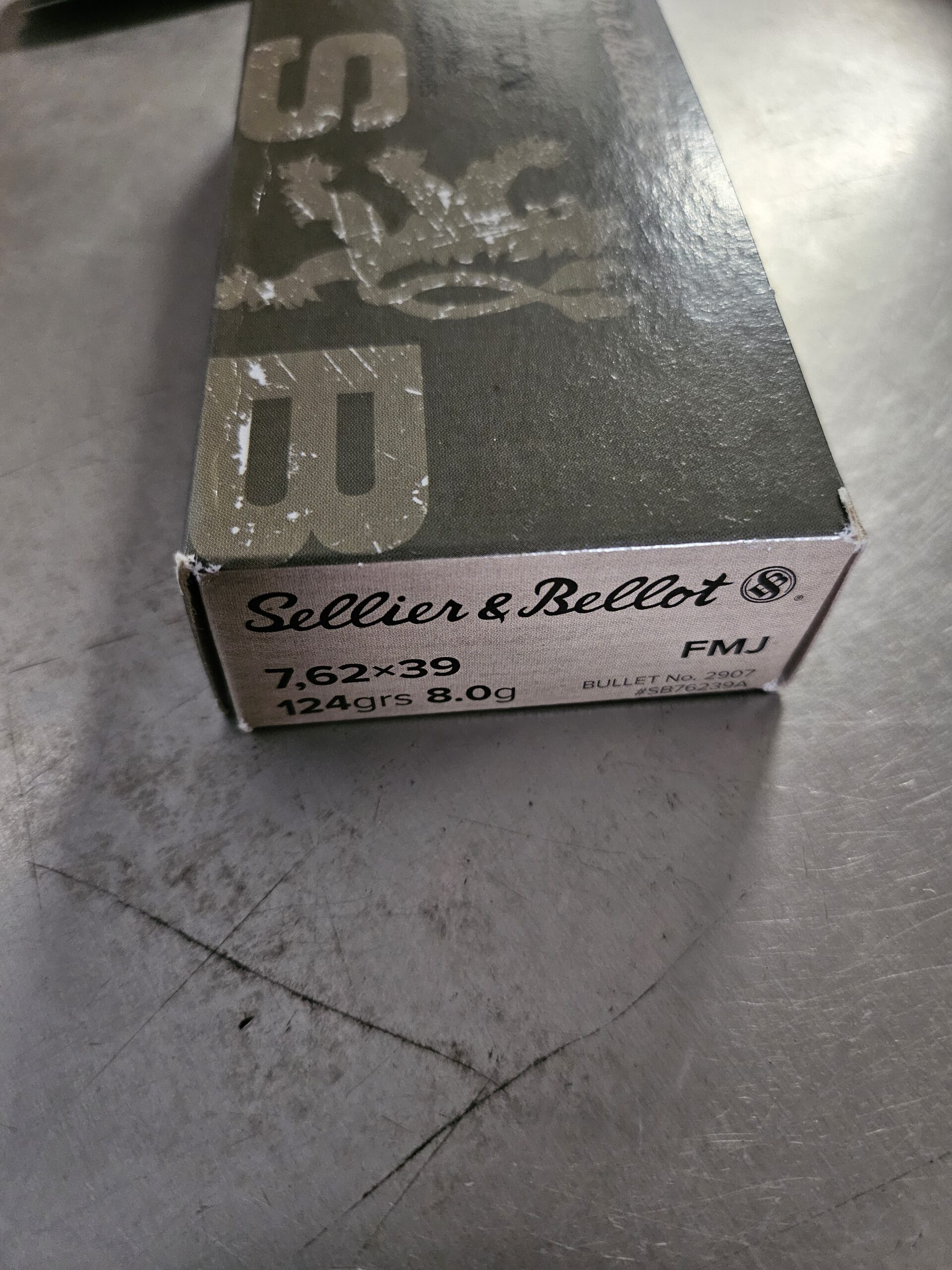 Sellier & Bellot 7.62x39mm Ammo 124 Grain Full Metal Jacket 20/bx - SB76239A (Brass Case)