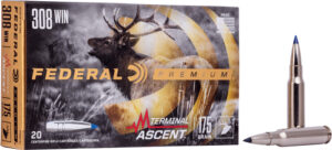 Federal Premium Terminal Ascent 308 Winchester Ammo 175 Grain Bonded Polymer Tip Box of 20 - P308TA1