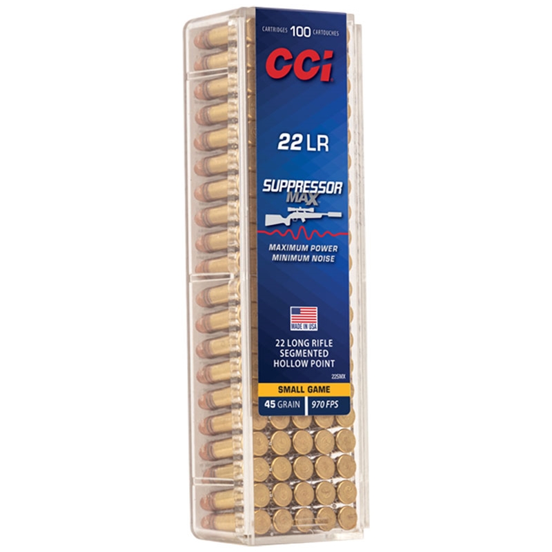 CCI Suppressor Max 22 Long Rifle Ammo 45 Grain Mini-Mag Segmented Hollow Point - 22SMX