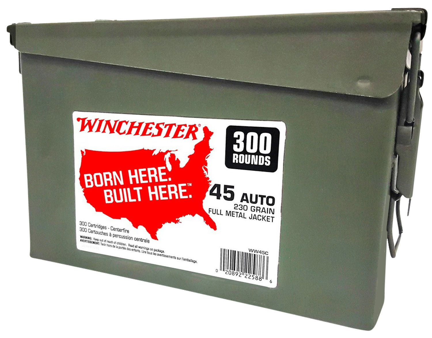 Winchester .45 ACP 230 gr FMJ 300rd can product image