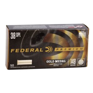 Federal Gold Medal 38 Special Ammo 148 Grain Lead Wadcutter Match 50/bx - GM38A