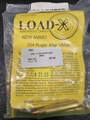 Load-x 204 RUGER 40GR V-Max