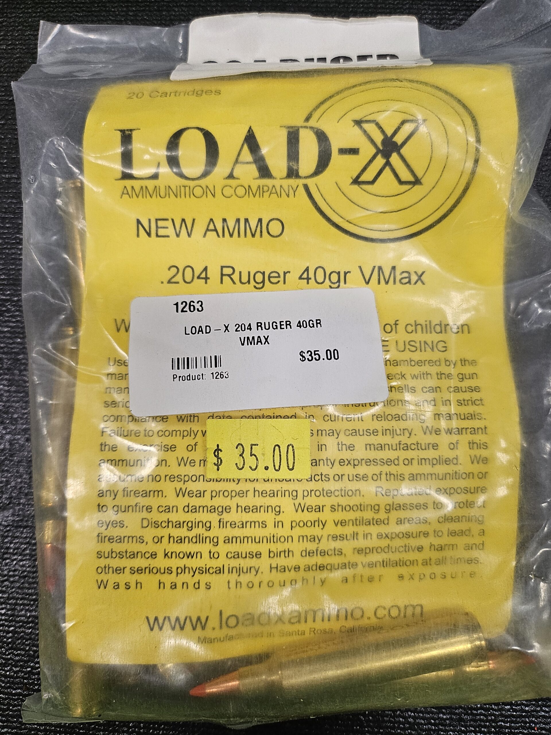 Load-x 204 RUGER 40GR V-Max