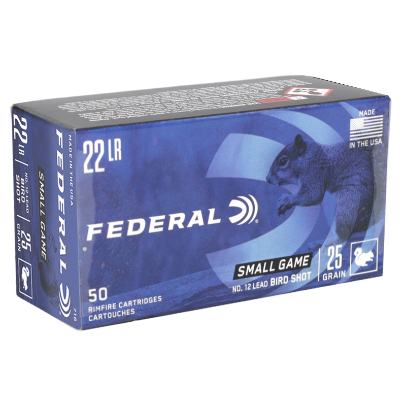 Federal Small Game 22 Long Rifle Bird Shot Ammo 25 Grain #12 Shotshell - 716 (Crimped End)