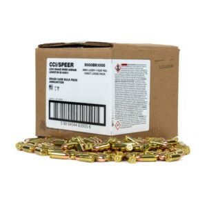CCI Blazer Brass Handgun Ammunition 9mm Luger 115 gr FMJ 1145 fps 1000/ct Loose Bulk Pack - 5000BK1000