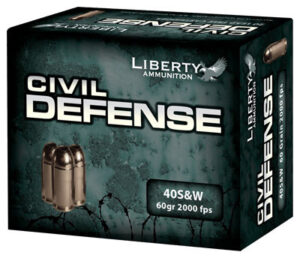 Liberty Civil Defense .40 S&W Ammunition 20 Rounds Fragmenting Copper HP 60 Grain 20/bx - LA-CD-40-012