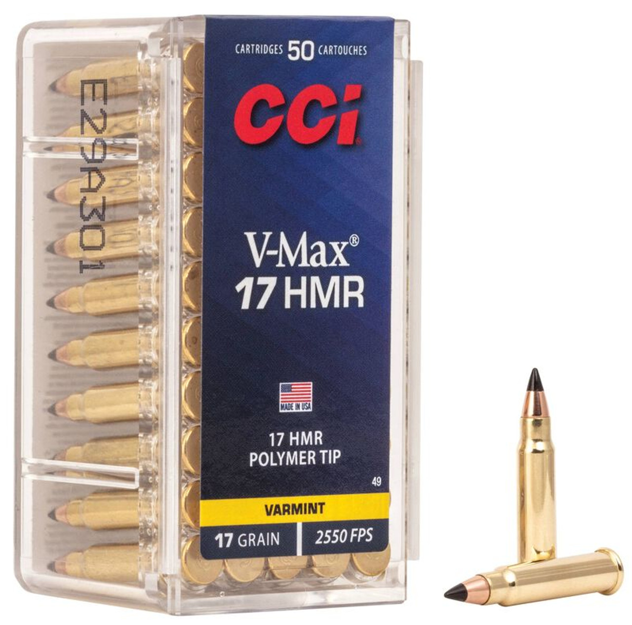 CCI Ammunition V-Max .17 HMR 17 Grain Polymer Tip Rimfire Ammunition (0049)