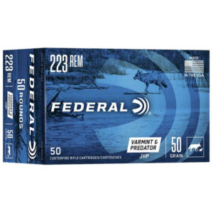 Federal Varmint and Predator 223 Ammo 50 Grain Jacketed Hollow Point 50/bx - AE22350VP