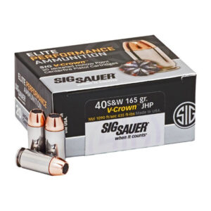 Sig Sauer Elite Performance 40 S&W Ammo 165 Grain V-Crown Jacketed Hollow Point 20/bx - E40SW1-20