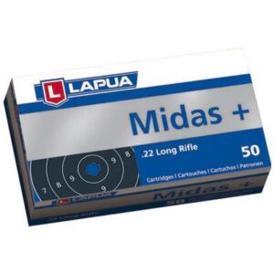 Lapua Midas+ .22 Long Rifle 40 Grain Lead Round Nose Brass Cased Rimfire Ammo, 50 Rounds, 420162